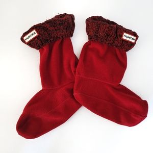 HUNTER | Burgandy Fleece Short Boot Lining Socks Medium